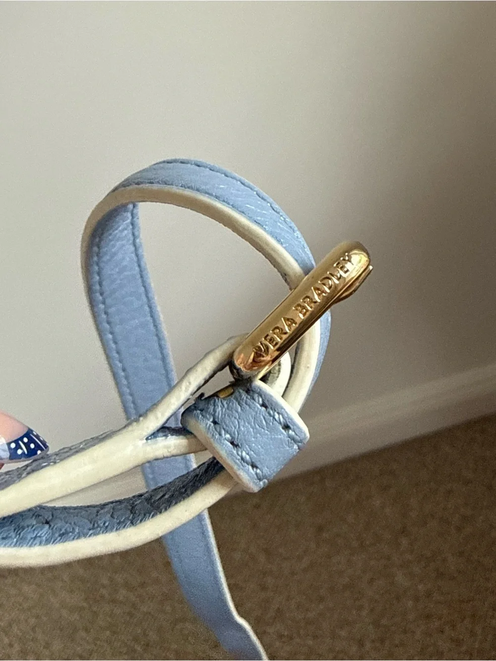 Vintage Light Blue Leather Camera Style Crossbody Bag